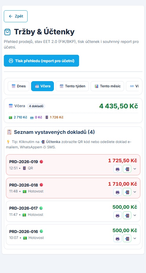 EET Prodejka LITE &bull; Mobilní pokladna