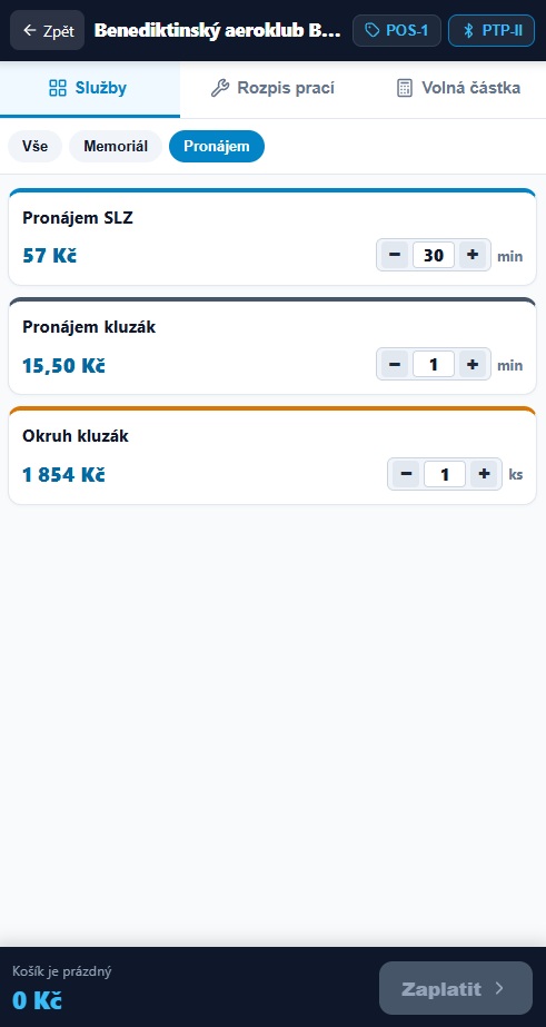 Dotyková pokladna pro služby a prodej